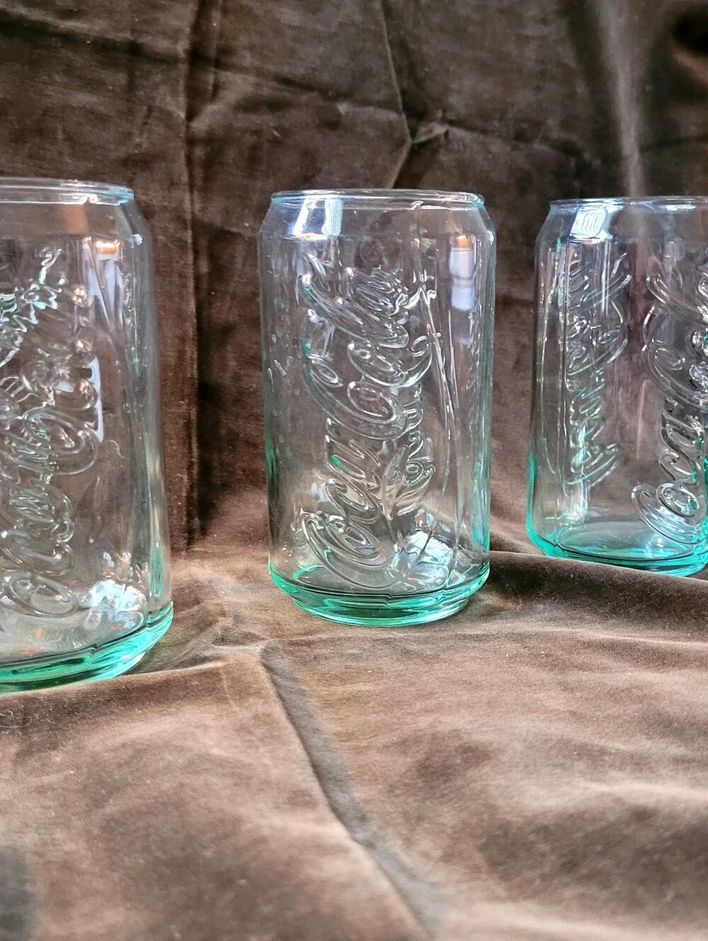 Coca-Cola Embossed Glass Tumbler in Aqua Green